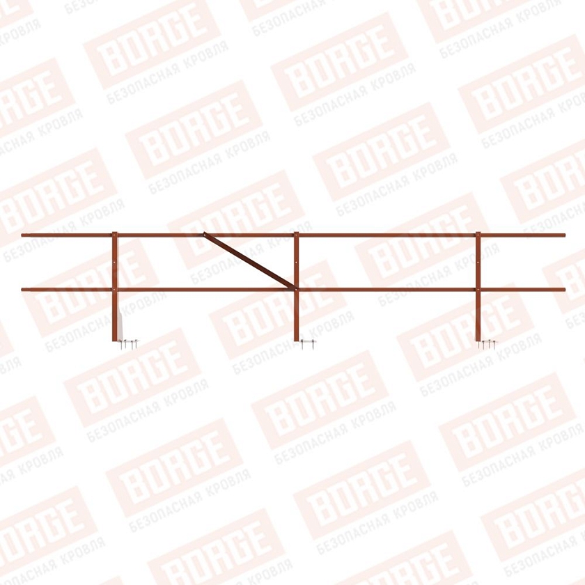 Ограждение плоских кровель Русский Рубеж Н-60, 3м, верхнее крепление, терракотовый (RAL 8004)
