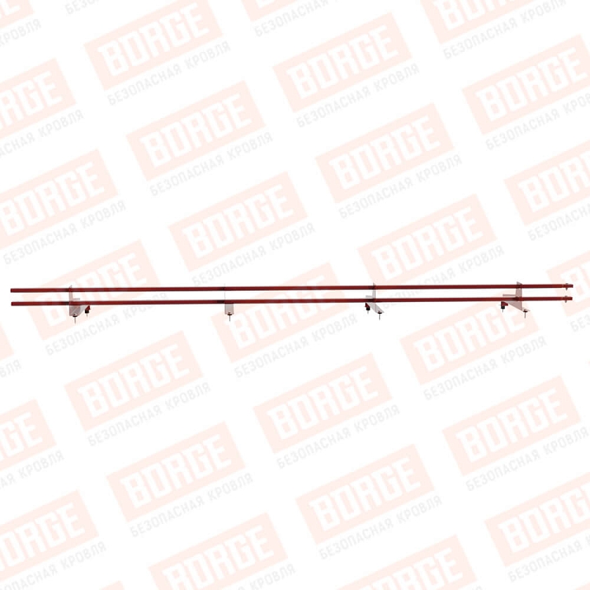 Снегозадержатель трубчатый BORGE 3м, 4 опоры, для МЧ с выс. ступен., коричнево-красный (RAL 3011), 350мм