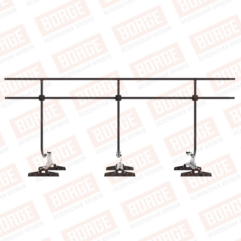 Ограждение кровельное BORGE H-120см, 3м, для параллельного фальца, серо-коричневый (RAL 8019)