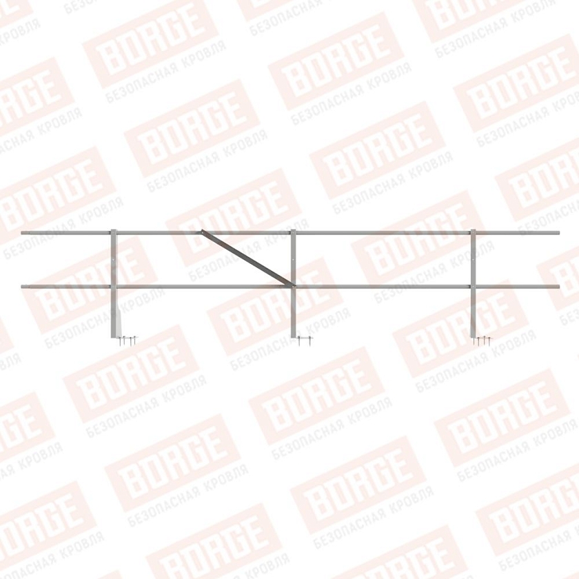 Ограждение плоских кровель Русский Рубеж Н-60, 3м, верхнее крепление, бело-алюминиевый (RAL 9006)
