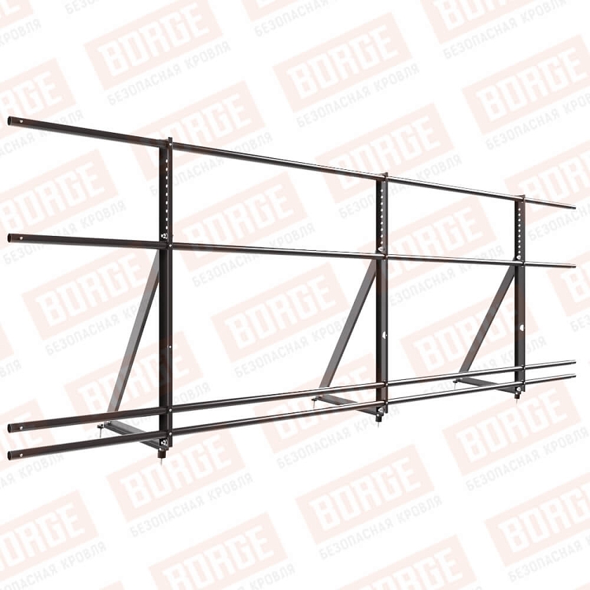 Ограждение кровельное Русский Рубеж H-90см, 3м, окрашенный (NL-805), с двумя доп. трубами