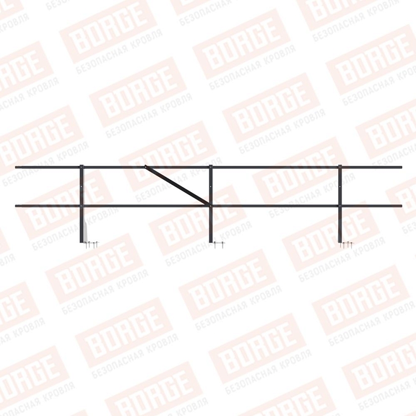 Ограждение плоских кровель Русский Рубеж Н-60, 3м, верхнее крепление, серый графит (RAL 7024)