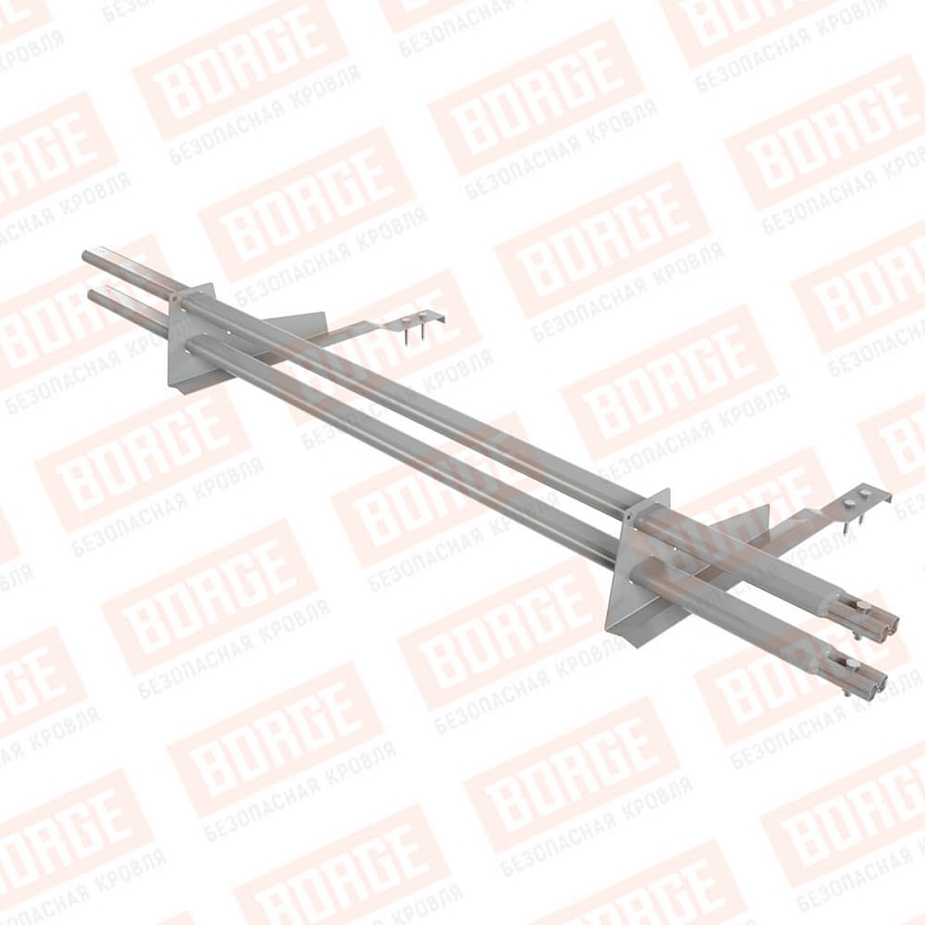 Снегозадержатель трубчатый BORGE 1,5м, 2 опоры, для черепичной кровли, бело-алюминиевый (RAL 9006)