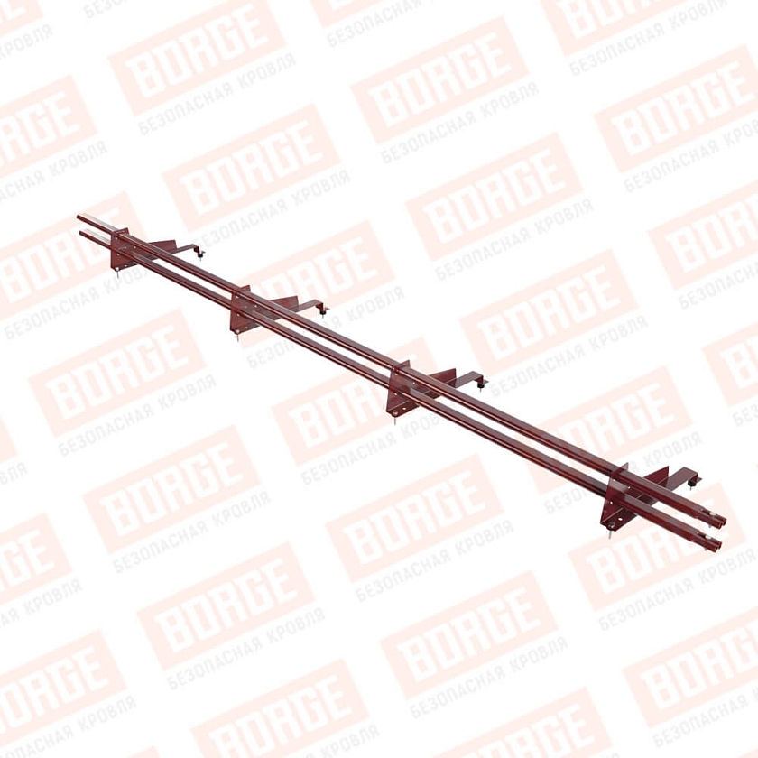 Снегозадержатель трубчатый BORGE 3м, 4 опоры, для МЧ с выс. ступ., красное вино (RAL 3005), 400мм