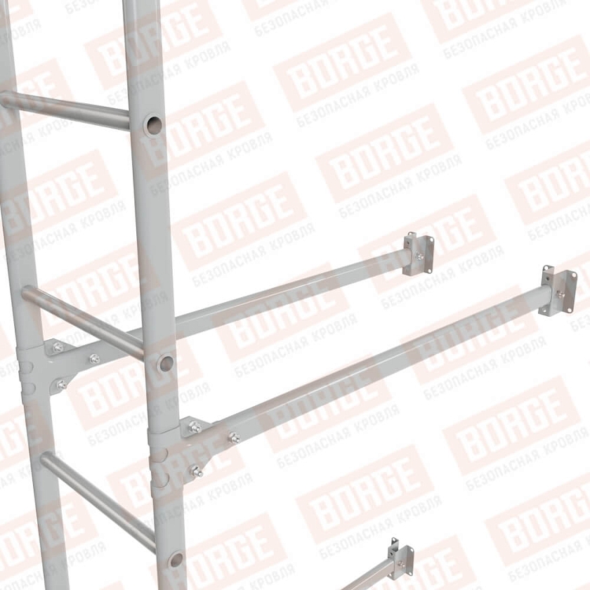 Комплект лестница фасадная BORGE (нижняя секция), 2,7м, бело-алюминиевый (RAL 9006)