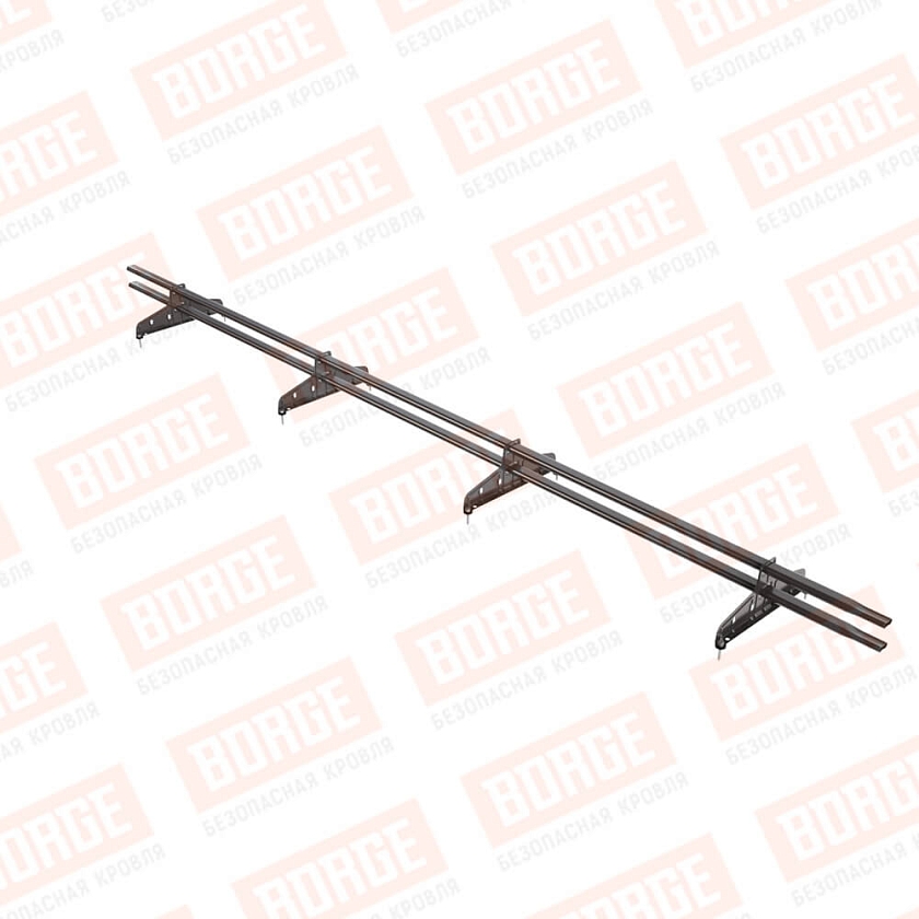 Снегозадержатель трубчатый Русский Рубеж 20х40мм, 3м, 4 опоры, серо-коричневый (RR 32)