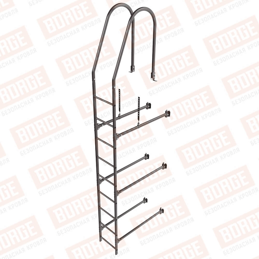 Комплект лестница фасадная BORGE (верхняя секция), 2,7м, серо-коричневый (RAL 8019 matt)