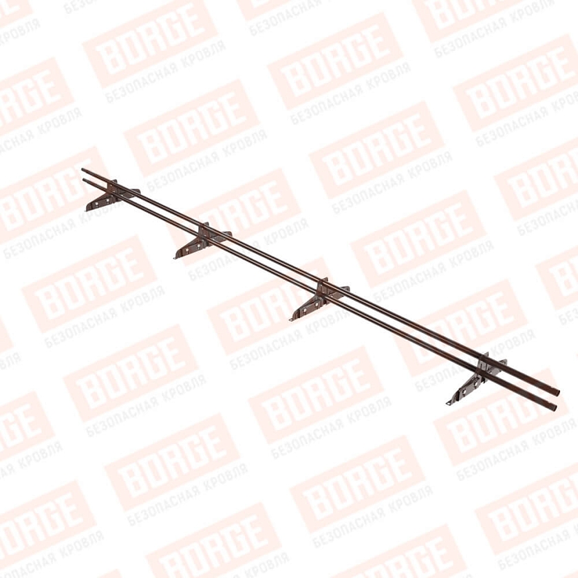 Снегозадержатель трубчатый Русский Рубеж D-25мм, 3м, 4 опоры, для фальц. кровли, окрашенный (NL-807)