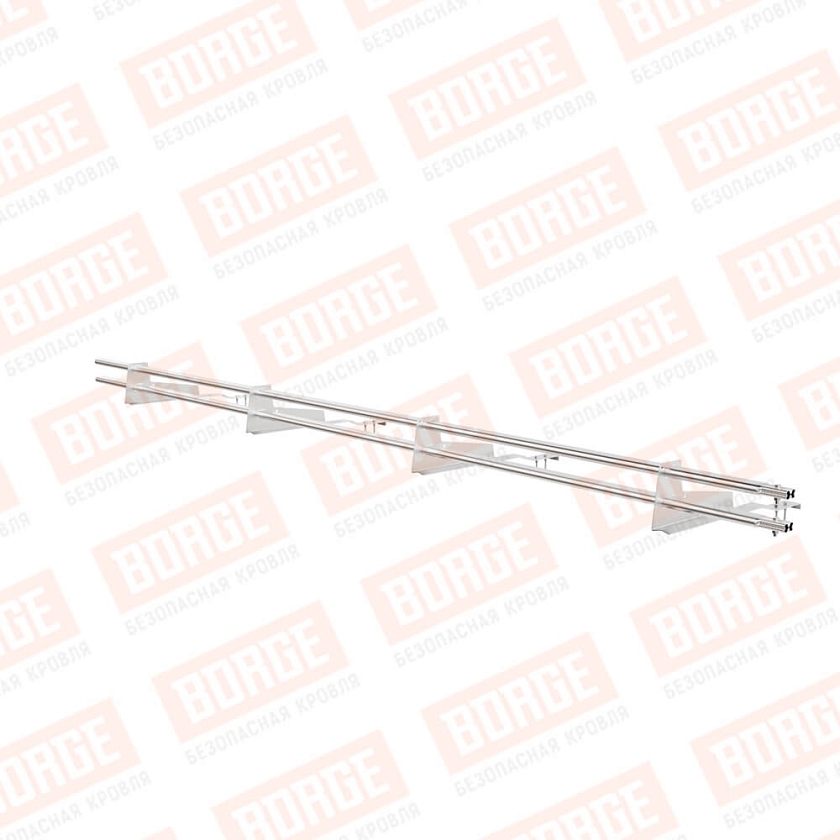 Снегозадержатель трубчатый BORGE 3м, 4 опоры, для черепичной кровли, цинк