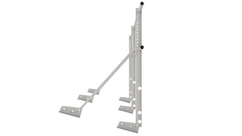 Ограждение кровельное NewLine H-90см, 3м, для фальцевой кровли, бело-алюминиевый (RAL 9006)