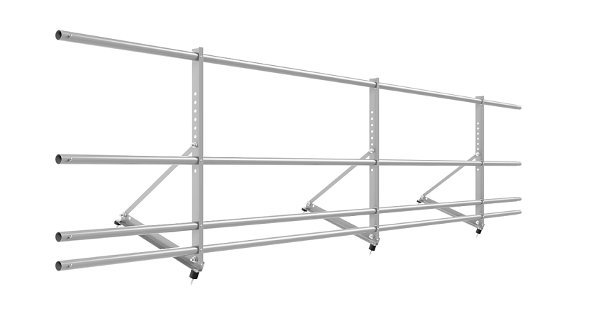 Ограждение кровельное NewLine H-60см, 3м, сигнально-серый (RAL 7004), с двумя доп. трубами