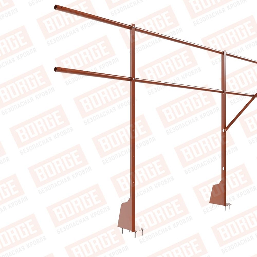 Ограждение плоских кровель Русский Рубеж Н-120, 3м, верхнее крепление, терракотовый (RAL 8004)