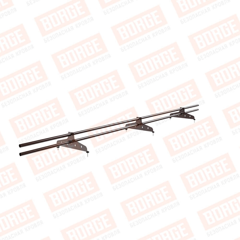 Снегозадержатель трубчатый NewLine 3м, D-25мм, 3 опоры, коричневый шоколад (RAL 8017)