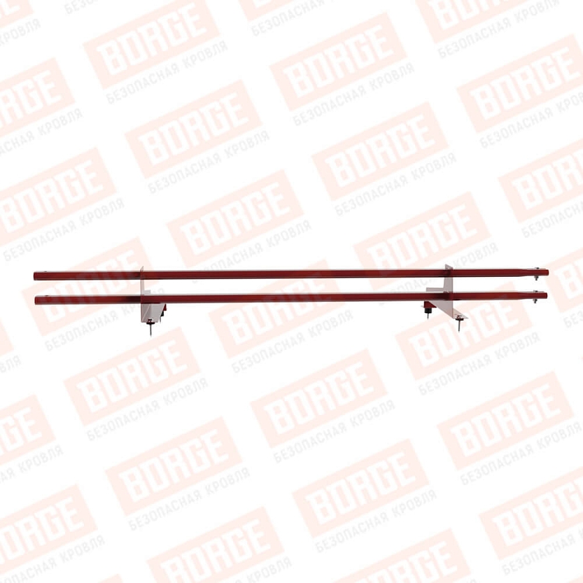 Снегозадержатель трубчатый Русский Рубеж 1,5м, 2 опоры, для МЧ с выс. ступ., коричнево-красный (RAL 3011), 350мм