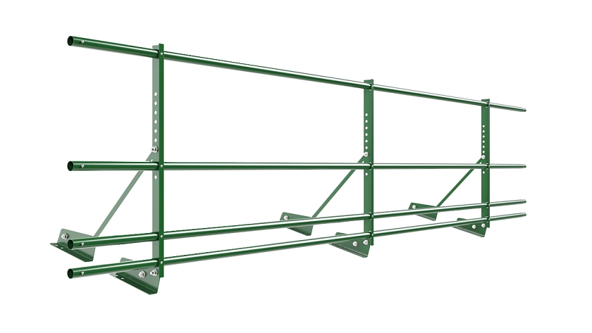 Ограждение кровельное NewLine H-60см, 3м, для фальц. кров., лиственно-зеленый (RAL 6002), с двумя доп. трубами