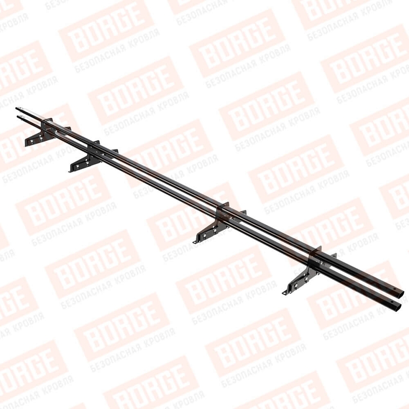 Снегозадержатель трубчатый Русский Рубеж 25х45мм, 3м, 4 опоры, для фальц. кровли, чёрный (RAL 9005)