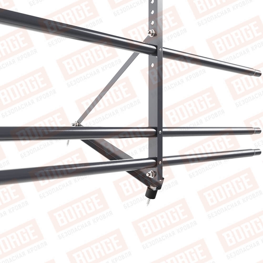 Ограждение декоративное NewLine H-60см, 3м, серый графит (RAL 7024), с двумя доп. трубами