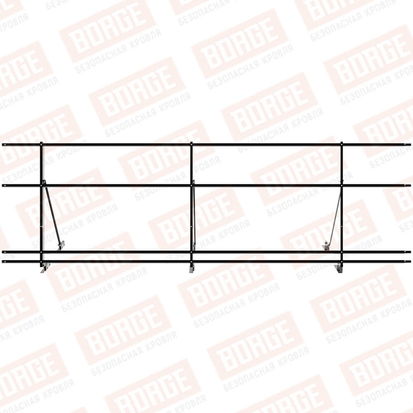 Ограждение декоративное NewLine H-90см, 3м, для фальц. кров., чёрный (RAL 9005), с двумя доп. трубами