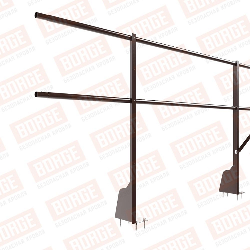 Ограждение плоских кровель Русский Рубеж Н-90, 3м, верхнее крепление, коричневый шоколад (RAL 8017)