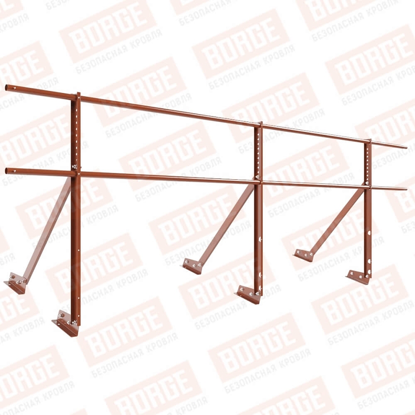 Ограждение кровельное Русский Рубеж H-90см, 3м, для фальцевой кровли, терракотовый (RAL 8004)