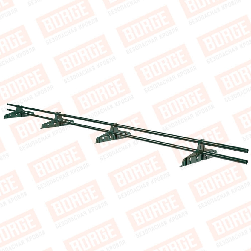 Снегозадержатель трубчатый Русский Рубеж D-25мм, 3м, 4 опоры, для фальц. кровли, зеленый мох (RAL 6005)