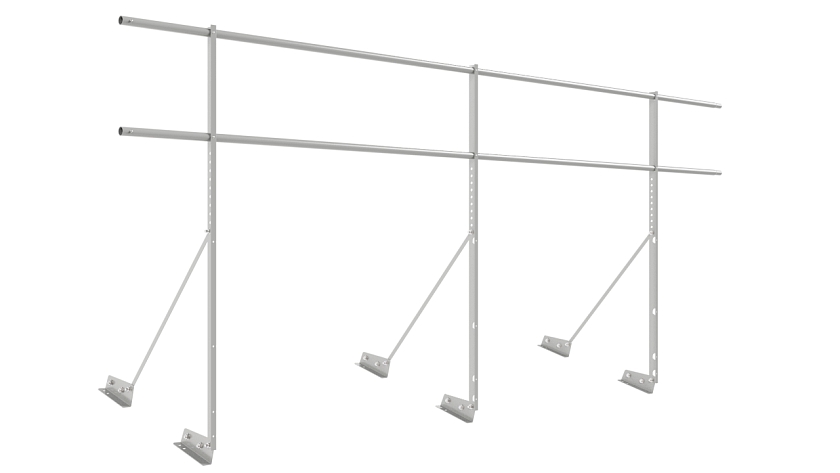 Ограждение кровельное NewLine H-120см, 3м, для фальцевой кровли, бело-алюминиевый (RAL 9006)