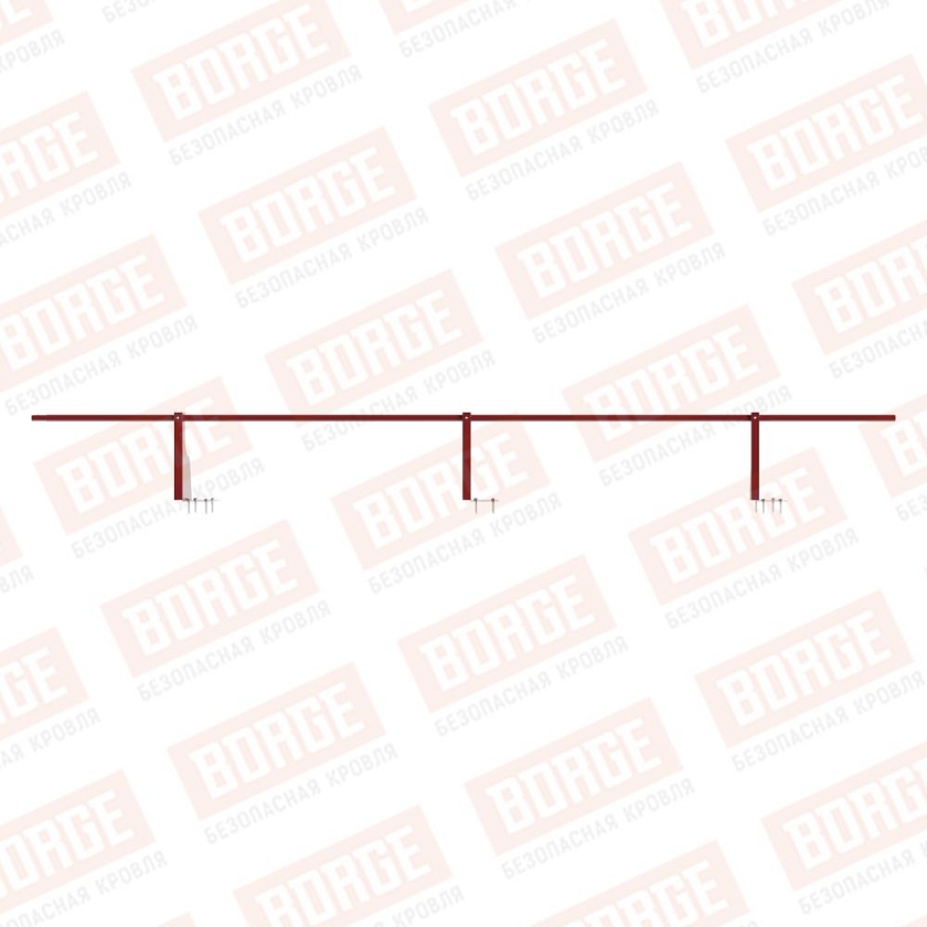 Ограждение плоских кровель Русский Рубеж Н-30, 3м, верхнее крепление, коричнево-красный (RAL 3011)