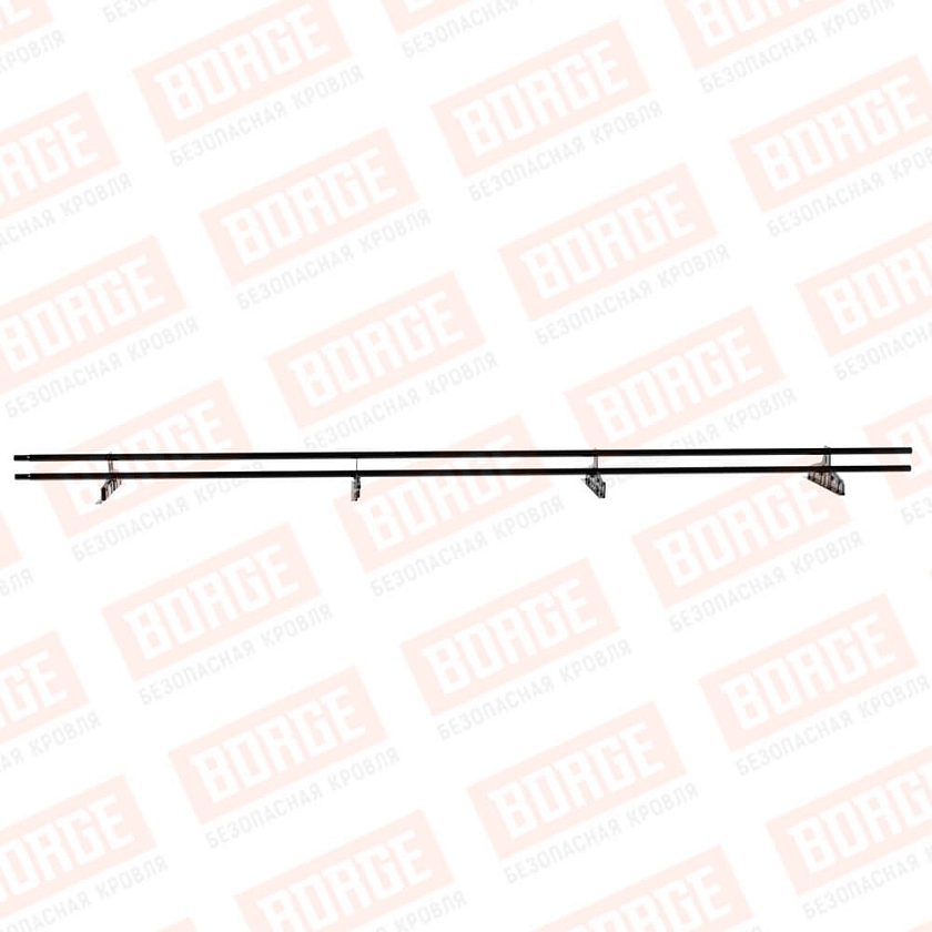 Снегозадержатель трубчатый Русский Рубеж D-25мм, 3м, 4 опоры, для фальц. кровли, чёрный (RAL 9005)