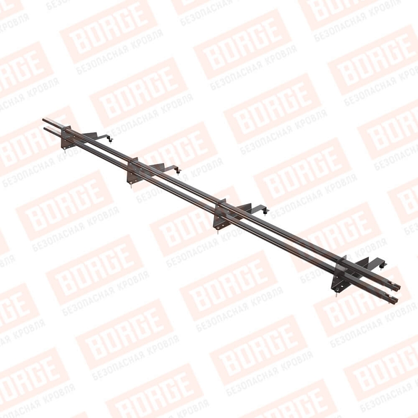 Снегозадержатель трубчатый BORGE 3м, 4 опоры, для МЧ с выс. ступ., серо-коричневый (RR 32), 400мм