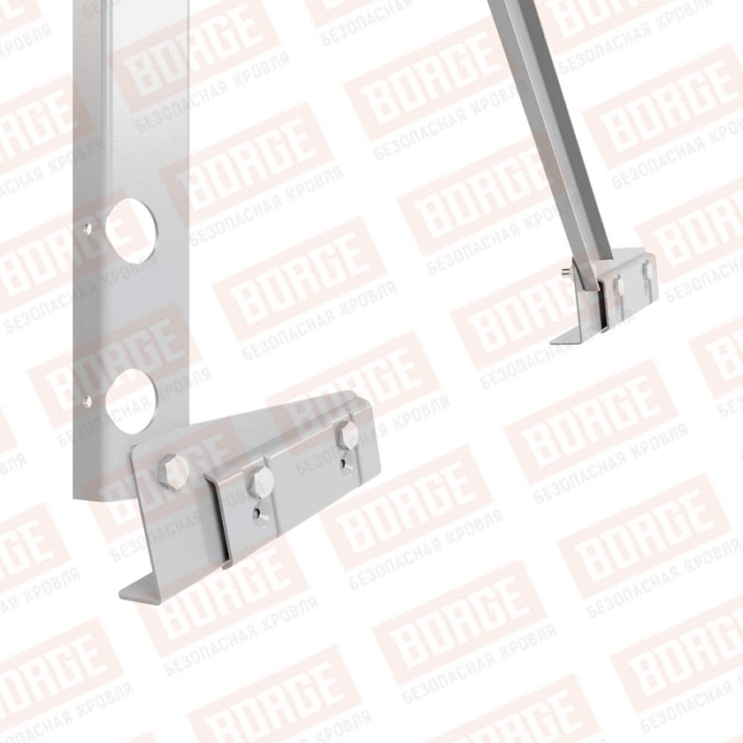 Ограждение кровельное Русский Рубеж H-120см, 3м, для фальцевой кровли, сигнально-серый (RAL 7004)