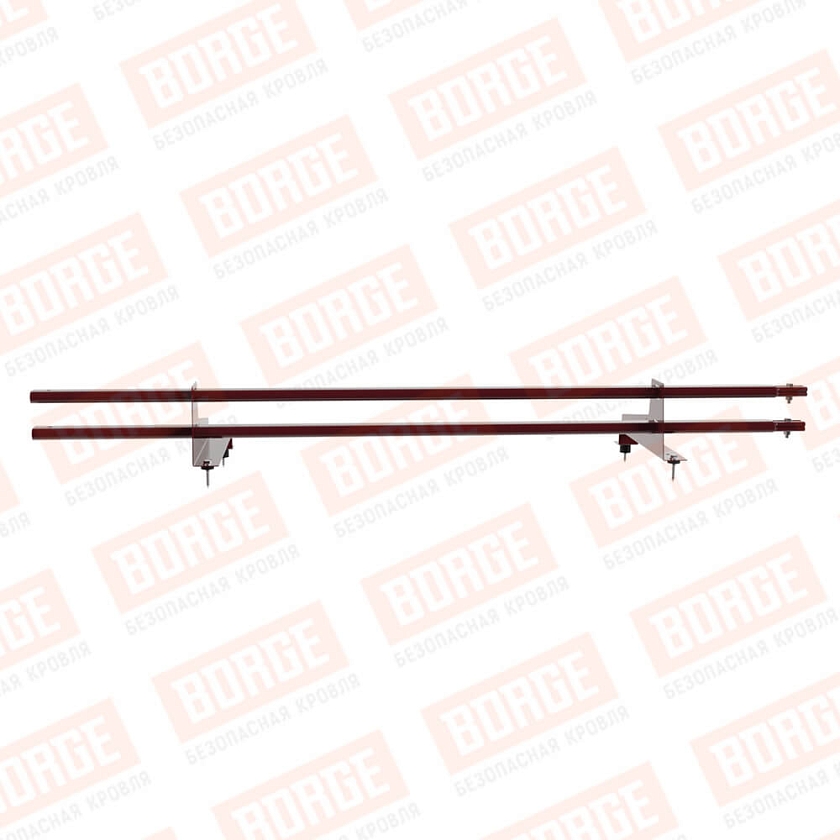 Снегозадержатель трубчатый BORGE 1,5м, 2 опоры, для МЧ с выс. ступ., красное вино (RAL 3005), 350мм