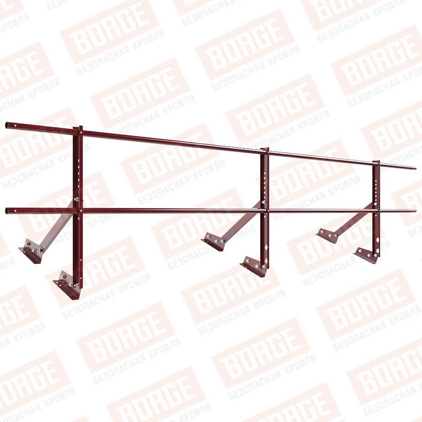 Ограждение кровельное Русский Рубеж H-60см, 3м, для фальцевой кровли, красное вино (RAL 3005)