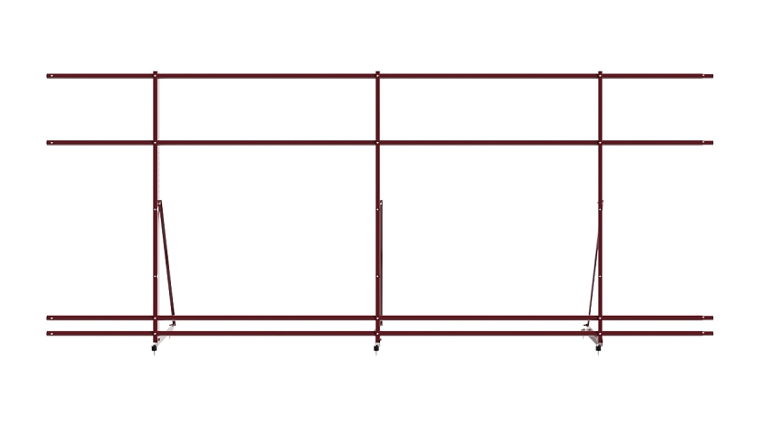 Ограждение кровельное NewLine H-120см, 3м, красное вино (RAL 3005), с двумя доп. трубами