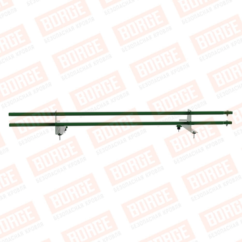Снегозадержатель трубчатый BORGE 1,5м, 2 опоры, для МЧ с выс. ступ., лиственно-зеленый (RAL 6002), 400мм