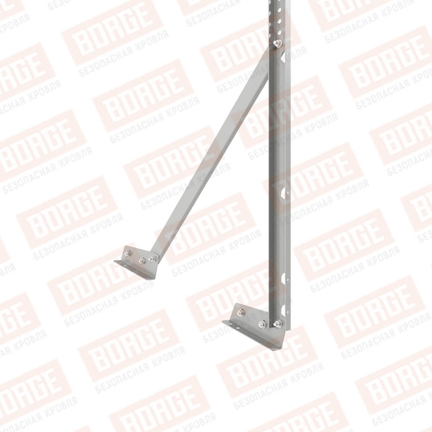 Ограждение кровельное Русский Рубеж H-120см, 3м, для фальцевой кровли, бело-алюминиевый (RAL 9006)