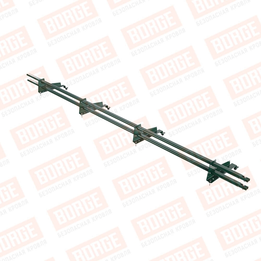 Снегозадержатель трубчатый BORGE 3м, 4 опоры, для МЧ с выс. ступен., зеленый мох (RAL 6005), 350мм