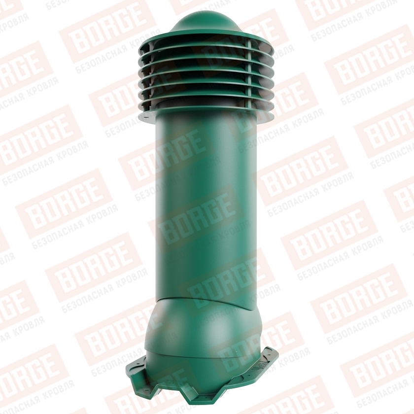 Труба вентиляционная Viotto, для профнастила С21, d-125мм, неутепленная, зеленый мох (RAL 6005)