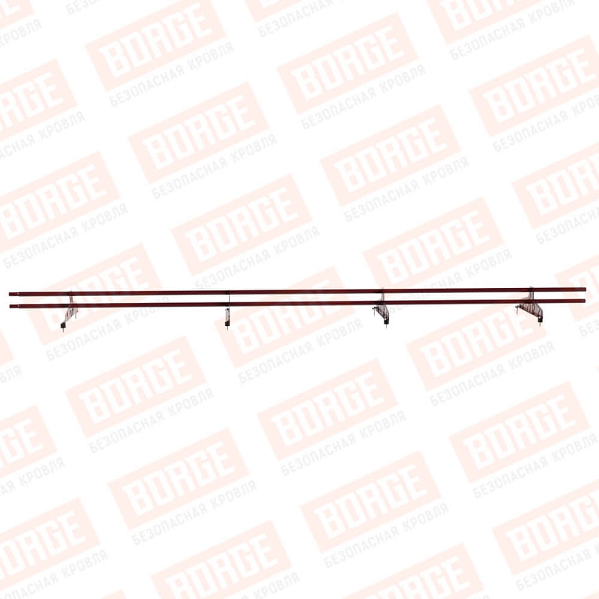 Снегозадержатель трубчатый Русский Рубеж D-25мм, 3м, 4 опоры, красное вино (RAL 3005)