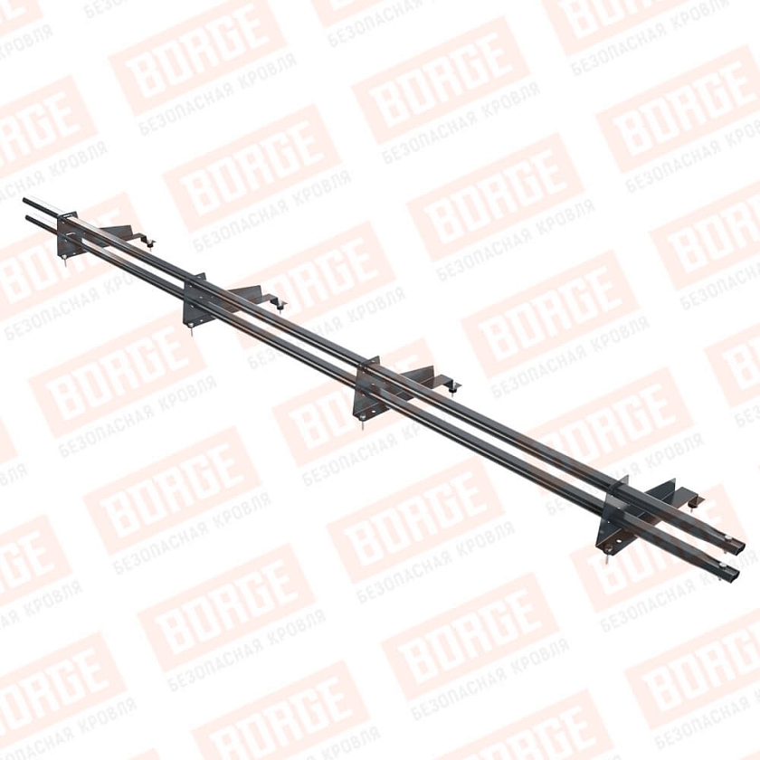 Снегозадержатель трубчатый Русский Рубеж 3м, 4 опоры, для МЧ с выс. ступенькой, антрацитово-серый (RAL 7016), 350мм