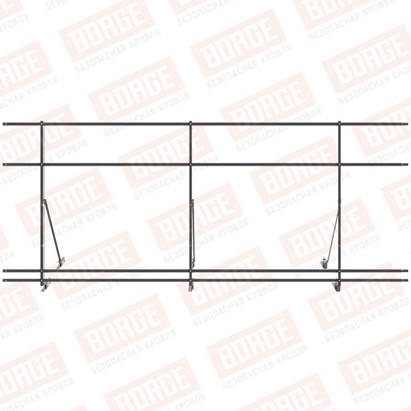 Ограждение декоративное NewLine H-120см, 3м, для фальц. кров., серый графит (RAL 7024), с двумя доп. трубами