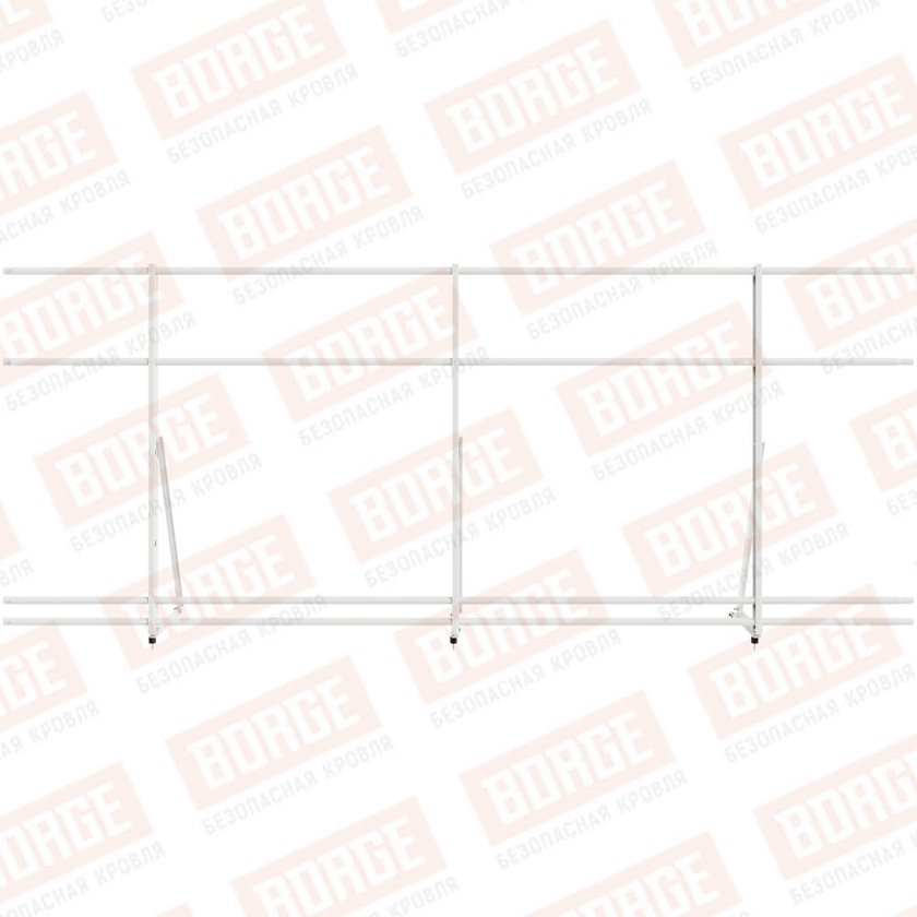 Ограждение кровельное Русский Рубеж H-120см, 3м, сигнально-белый (RAL 9003), с двумя доп. трубами