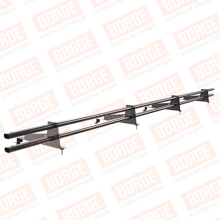 Снегозадержатель трубчатый Русский Рубеж 3м, 4 опоры, для МЧ с выс. ступенькой, серо-коричневый (RAL 8019), 400мм