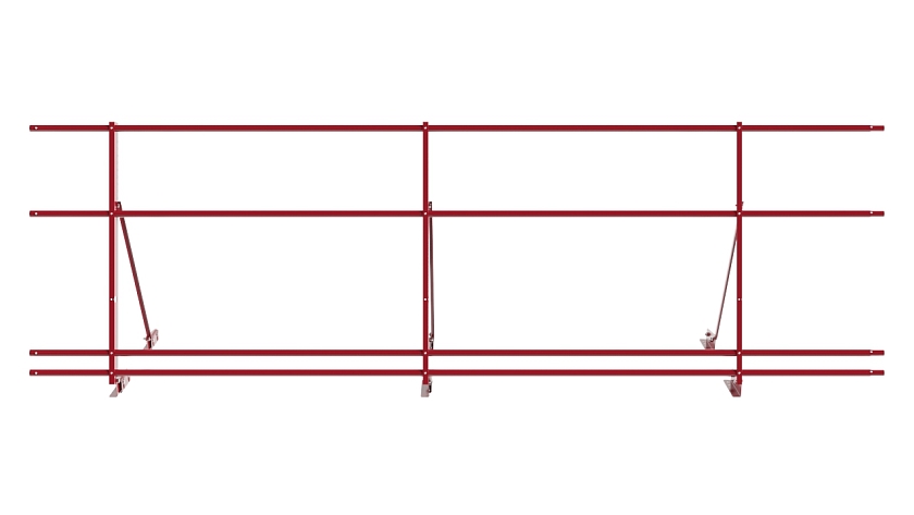 Ограждение кровельное NewLine H-90см, 3м, для фальц. кров., рубиново-красный (RAL 3003), с двумя доп. трубами