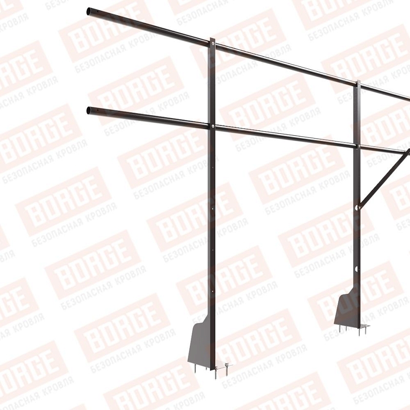 Ограждение плоских кровель NewLine Н-120, 3м, верхнее крепление, серо-коричневый (RAL 8019)