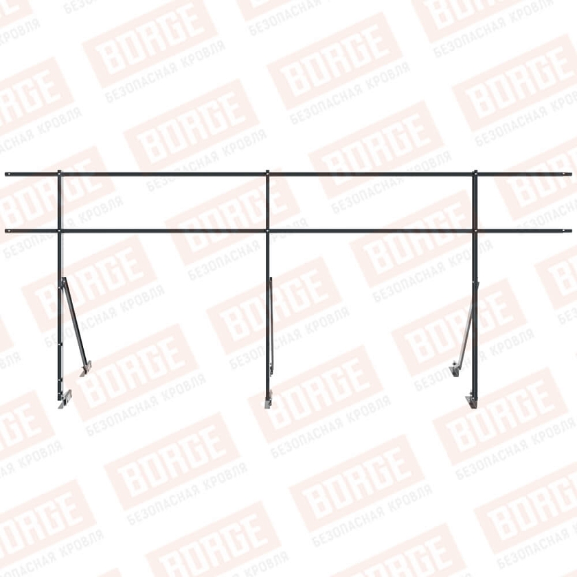 Ограждение кровельное Русский Рубеж H-120см, 3м, для фальцевой кровли, антрацитово-серый (RAL 7016)