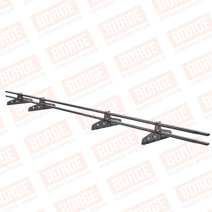 Снегозадержатель трубчатый Русский Рубеж 20х40мм, 3м, 4 опоры, для фальц. кровли, антрацитово-серый (RAL 7016)