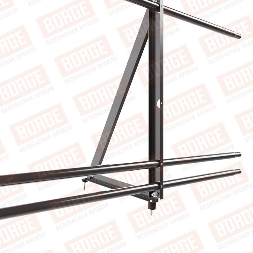 Ограждение кровельное Русский Рубеж H-90см, 3м, серо-коричневый (RR 32), с двумя доп. трубами