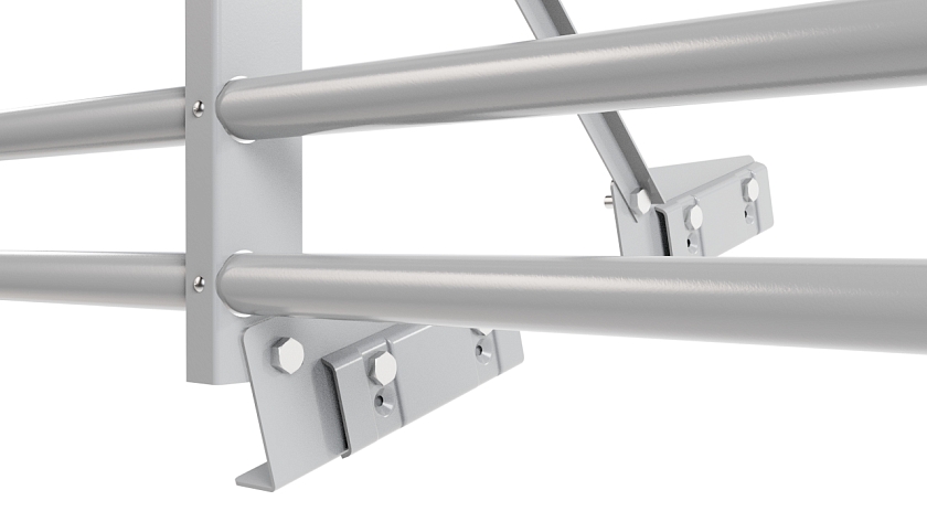 Ограждение кровельное NewLine H-60см, 3м, для фальц. кров., сигнально-серый (RAL 7004), с двумя доп. трубами