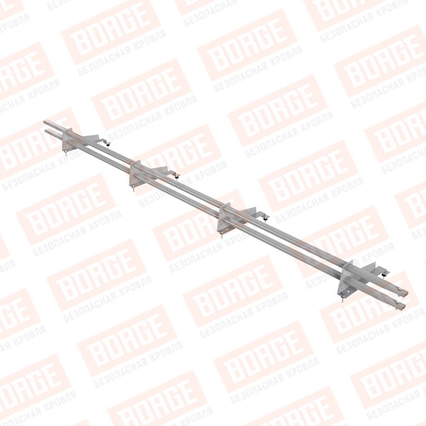 Снегозадержатель трубчатый Русский Рубеж 3м, 4 опоры, для МЧ с выс. ступенькой, сигнально-серый (RAL 7004), 350мм