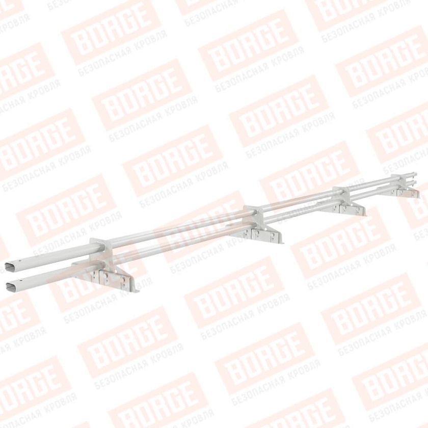 Снегозадержатель трубчатый BORGE 3м, 4 опоры, для фальцевой кровли, сигнально-белый (RAL 9003)